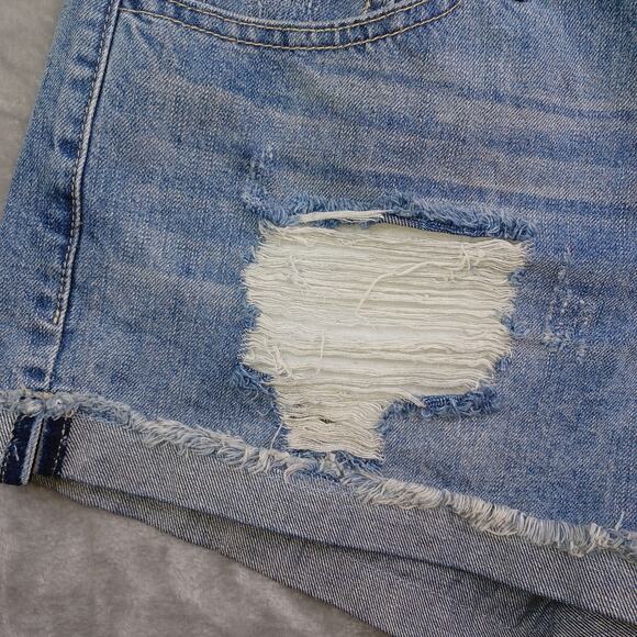 Kancan Distressed Denim Jean Shorts Women's Large W28 Blue Cuffed Mid KC5142YT - Picture 5 of 13